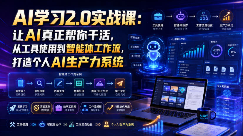 AI学习2.0实战课:让AI真正帮你干活,从工具使用到智能体工作流,打造个人AI生产力系统网创吧-网创项目资源站-副业项目-创业项目-搞钱项目网创吧