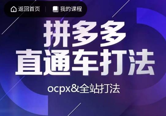 互力·拼多多直通车打法,ocpx&全站打法网创吧-网创项目资源站-副业项目-创业项目-搞钱项目网创吧