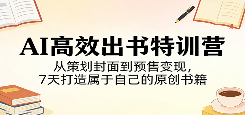 AI高效出书特训营：从策划封面到预售变现，7天打造属于自己的原创书籍网创吧-网创项目资源站-副业项目-创业项目-搞钱项目网创吧