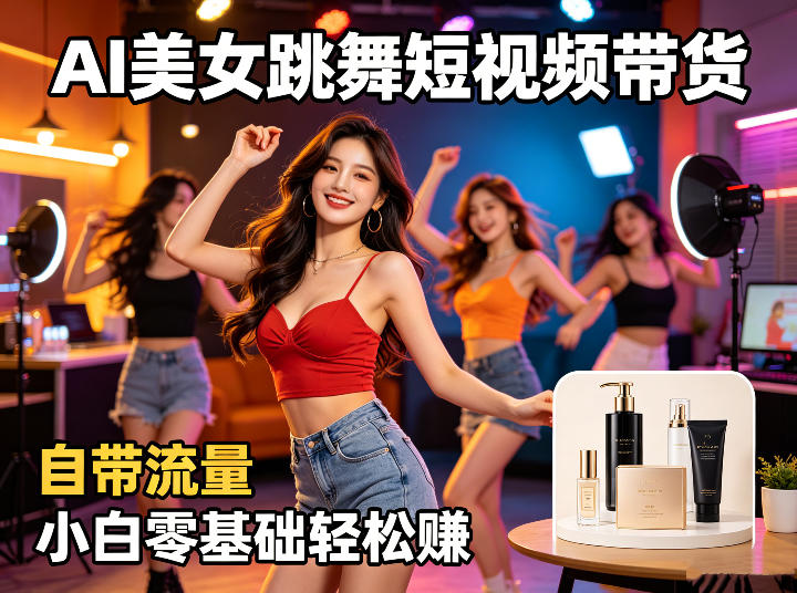 AI美女跳舞短视频带货：自带流量，小白零基础轻松賺，详细拆解网创吧-网创项目资源站-副业项目-创业项目-搞钱项目网创吧