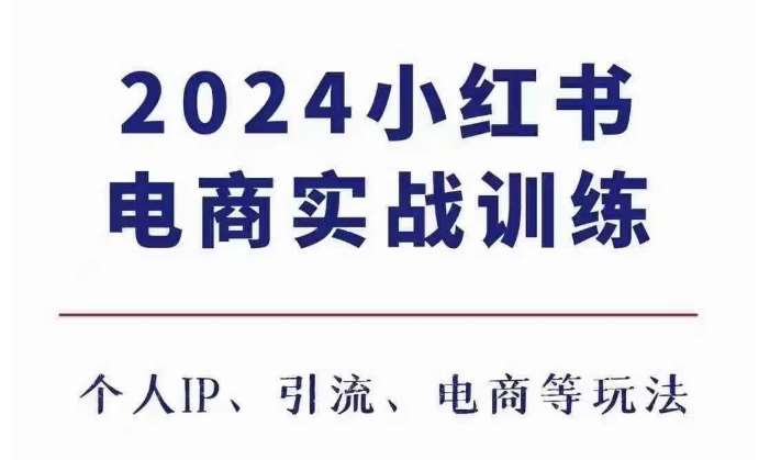 2024小红书电商3.0实战训练,包含个人IP、引流、电商等玩法网创吧-网创项目资源站-副业项目-创业项目-搞钱项目网创吧