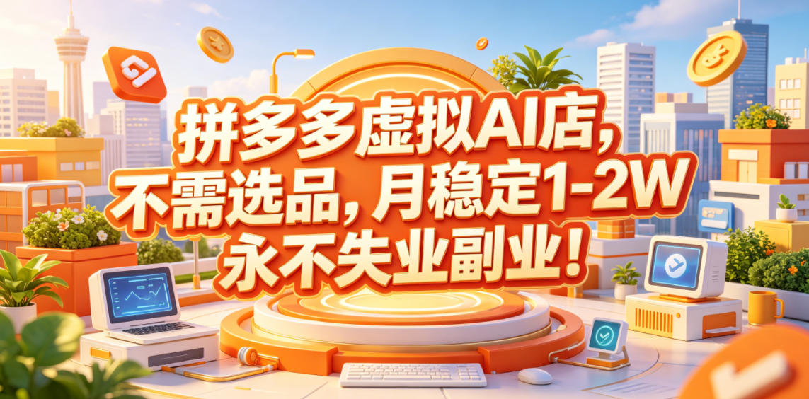 拼多多虚拟AI店,不需选品,月稳定1-2W,永不失业副业!【揭秘】网创吧-网创项目资源站-副业项目-创业项目-搞钱项目网创吧