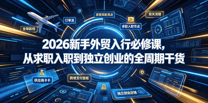 2026新手外贸入行必修课,从求职入职到独立创业的全周期干货网创吧-网创项目资源站-副业项目-创业项目-搞钱项目网创吧