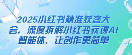 2025小红书精准获客大会,深度拆解小红书获课AI智能体,让创作更简单网创吧-网创项目资源站-副业项目-创业项目-搞钱项目网创吧