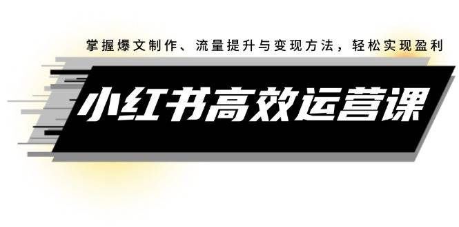 (12369期)小红书高效运营课:掌握爆文制作、流量提升与变现方法,轻松实现盈利网创吧-网创项目资源站-副业项目-创业项目-搞钱项目网创吧