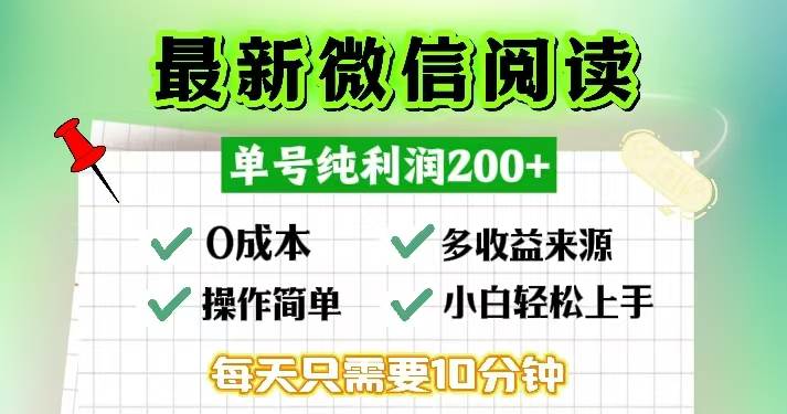 (13108期)微信阅读最新玩法,每天十分钟,单号一天200+,简单0零成本,当日提现网创吧-网创项目资源站-副业项目-创业项目-搞钱项目网创吧