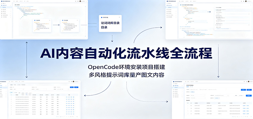 AI内容自动化流水线全流程：OpenCode环境安装项目搭建，多风格提示词库量产图文内容网创吧-网创项目资源站-副业项目-创业项目-搞钱项目网创吧