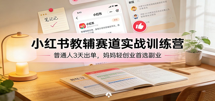 小红书教辅赛道实战训练营：普通人3天出单，妈妈轻创业首选副业网创吧-网创项目资源站-副业项目-创业项目-搞钱项目网创吧