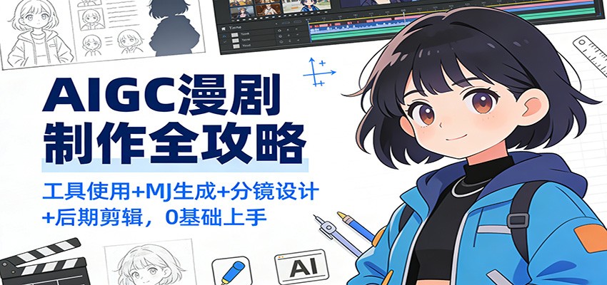 AIGC漫剧制作全攻略：工具使用+MJ生成+分镜设计+后期剪辑，0基础上手网创吧-网创项目资源站-副业项目-创业项目-搞钱项目网创吧