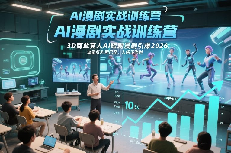AI漫剧实战训练营,3D商业真人AI短剧漫剧引爆2026,流量红利期已至,入场正当时网创吧-网创项目资源站-副业项目-创业项目-搞钱项目网创吧