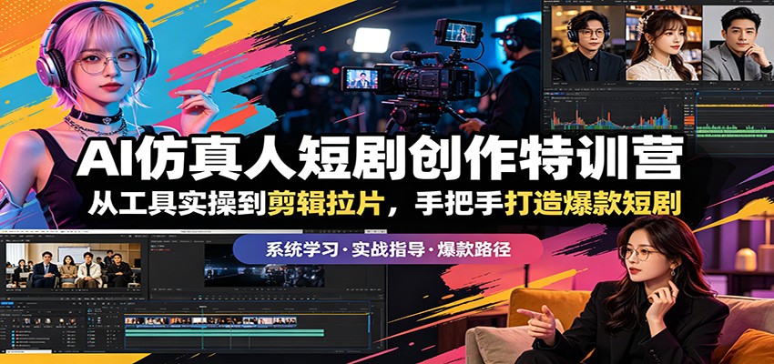 AI仿真人短剧创作特训营：从工具实操到剪辑拉片，手把手打造爆款短剧网创吧-网创项目资源站-副业项目-创业项目-搞钱项目网创吧