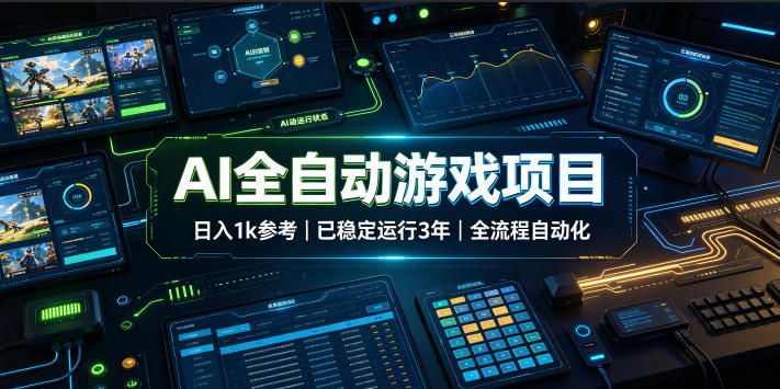 AI全自动游戏项目,日入1k,已稳定运行3年躺賺,全流程自动化!【揭秘】网创吧-网创项目资源站-副业项目-创业项目-搞钱项目网创吧