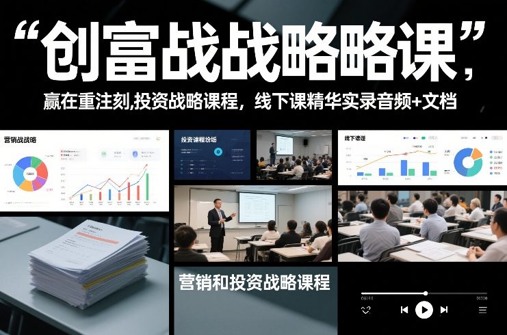 创富战略课，赢在重注时刻，营销和投资战略课程，线下课精华实录音频+文档网创吧-网创项目资源站-副业项目-创业项目-搞钱项目网创吧