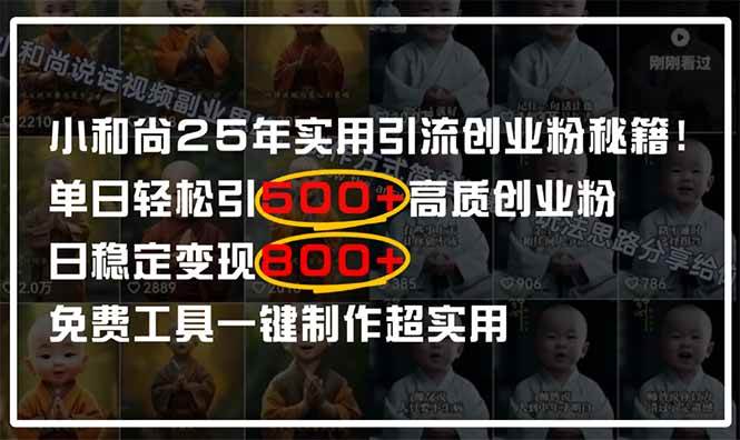 (14436期)小和尚2025年实用引流秘籍!单日轻松引500+高质量创业粉,日变现800+,...网创吧-网创项目资源站-副业项目-创业项目-搞钱项目网创吧