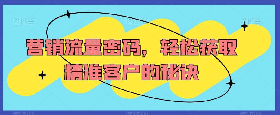 营销流量密码,轻松获取精准客户的秘诀网创吧-网创项目资源站-副业项目-创业项目-搞钱项目网创吧
