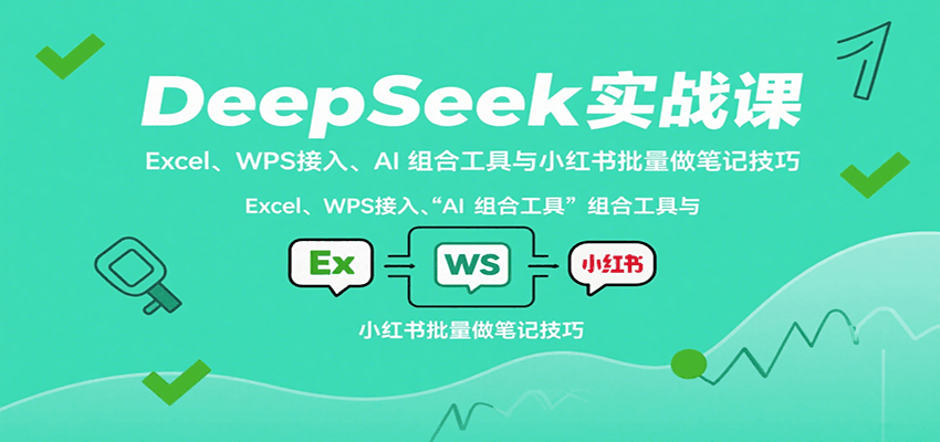 DeepSeek实战课：Excel、WPS接入、AI 组合工具与小红书批量做笔记技巧网创吧-网创项目资源站-副业项目-创业项目-搞钱项目网创吧