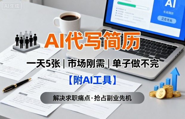 AI代写简历,一天5张,今年找工作难,市场刚需,单子做不完【附AI工具】网创吧-网创项目资源站-副业项目-创业项目-搞钱项目网创吧