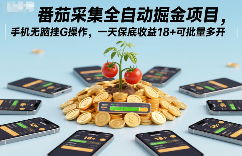 番茄采集全自动掘金项目,手机无脑挂G操作,一天保底收益18+可批量多开【揭秘】网创吧-网创项目资源站-副业项目-创业项目-搞钱项目网创吧