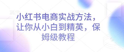 小红书电商实战方法,让你从小白到精英,保姆级教程网创吧-网创项目资源站-副业项目-创业项目-搞钱项目网创吧
