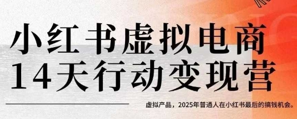 小红书虚拟电商14天变现训练营,虚拟产品,2025年普通人在小红书最后的搞钱机会网创吧-网创项目资源站-副业项目-创业项目-搞钱项目网创吧