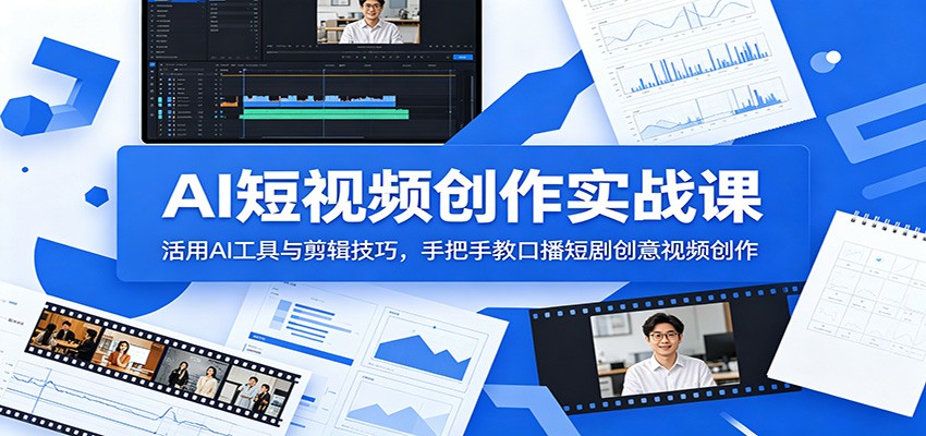 AI短视频创作实战课：活用AI工具与剪辑技巧，手把手教口播短剧创意视频创作网创吧-网创项目资源站-副业项目-创业项目-搞钱项目网创吧