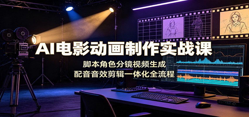 AI电影动画制作实战课：脚本角色分镜视频生成，配音音效剪辑一体化全流程网创吧-网创项目资源站-副业项目-创业项目-搞钱项目网创吧