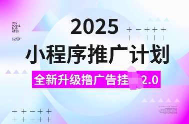 2025小程序推广计划,全新升级撸广告挂JI2.0玩法,日入多张,小白可做【揭秘】网创吧-网创项目资源站-副业项目-创业项目-搞钱项目网创吧