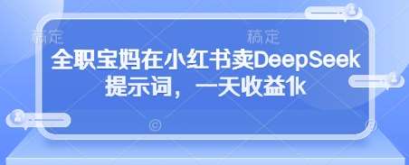 全职宝妈在小红书卖DeepSeek提示词,一天收益1k网创吧-网创项目资源站-副业项目-创业项目-搞钱项目网创吧