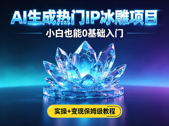 AI生成热门ip冰雕项目,小白也能0基础入门,实操+变现保姆级教程网创吧-网创项目资源站-副业项目-创业项目-搞钱项目网创吧
