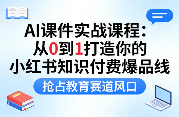 AI课件实战课程,从0到1打造你的小红书知识付费爆品线,抢占教育赛道风口网创吧-网创项目资源站-副业项目-创业项目-搞钱项目网创吧