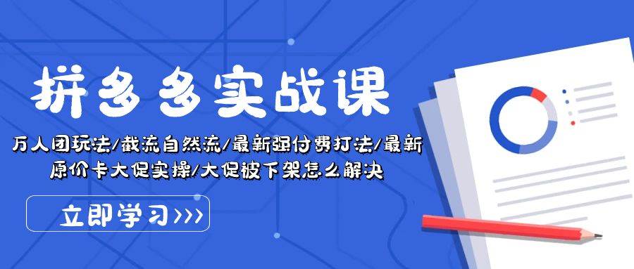 (10865期)拼多多·实战课:万人团玩法/截流自然流/最新强付费打法/最新原价卡大促..网创吧-网创项目资源站-副业项目-创业项目-搞钱项目网创吧