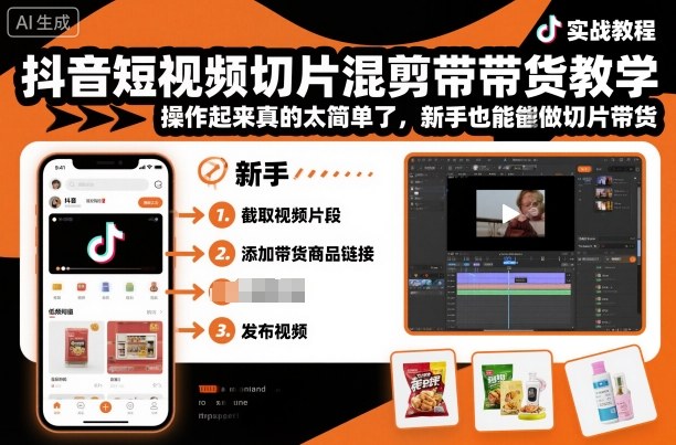 抖音短视频切片混剪带货教学,操作起来真的太简单了,新手也能做切片带货网创吧-网创项目资源站-副业项目-创业项目-搞钱项目网创吧