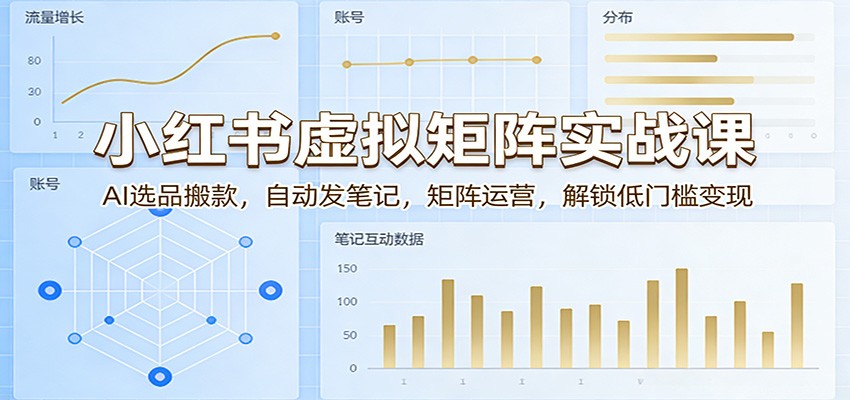小红书虚拟矩阵实战课：AI选品搬款，自动发笔记，矩阵运营，解锁低门槛变现网创吧-网创项目资源站-副业项目-创业项目-搞钱项目网创吧