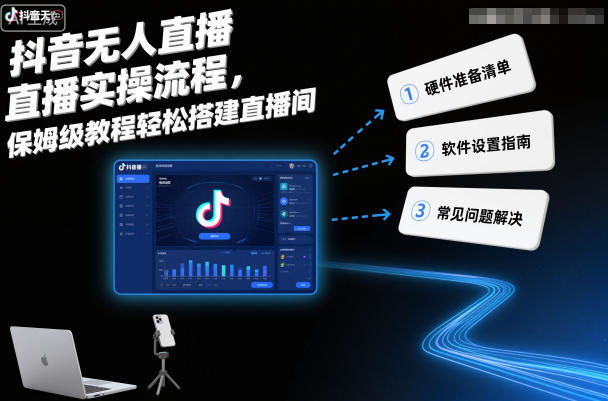 抖音无人直播实操流程,保姆级教程轻松搭建直播间网创吧-网创项目资源站-副业项目-创业项目-搞钱项目网创吧