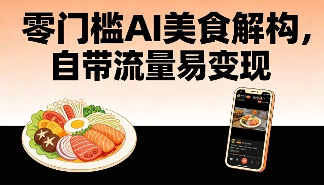 零门槛AI美食解构，自带流量易变现网创吧-网创项目资源站-副业项目-创业项目-搞钱项目网创吧