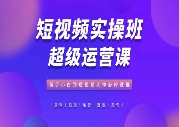 短视频实操班超级运营课,新手小白到短视频大神必修课程网创吧-网创项目资源站-副业项目-创业项目-搞钱项目网创吧