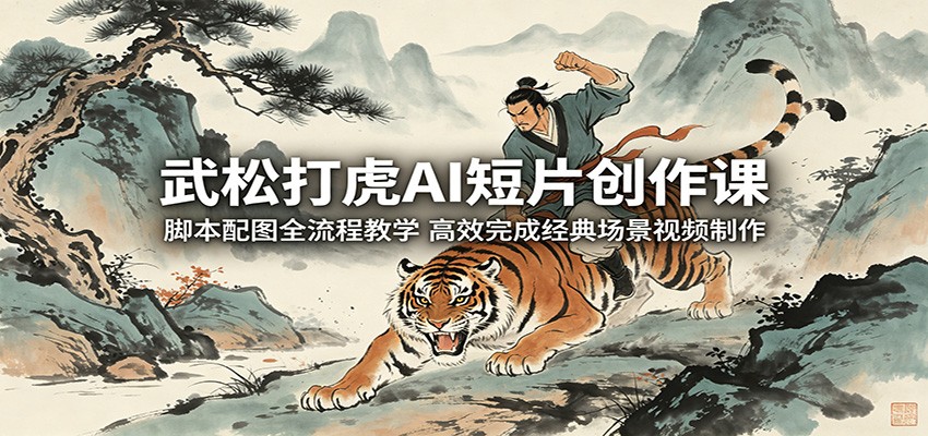 武松打虎AI短片创作课：脚本配图全流程教学，高效完成经典场景视频制作网创吧-网创项目资源站-副业项目-创业项目-搞钱项目网创吧