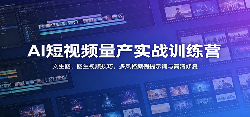 AI短视频量产实战训练营：文生图，图生视频技巧，多风格案例提示词与高清修复网创吧-网创项目资源站-副业项目-创业项目-搞钱项目网创吧
