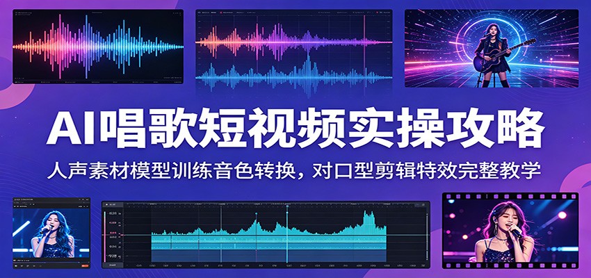 AI唱歌短视频实操攻略:人声素材模型训练音色转换,对口型剪辑特效完整教学网创吧-网创项目资源站-副业项目-创业项目-搞钱项目网创吧