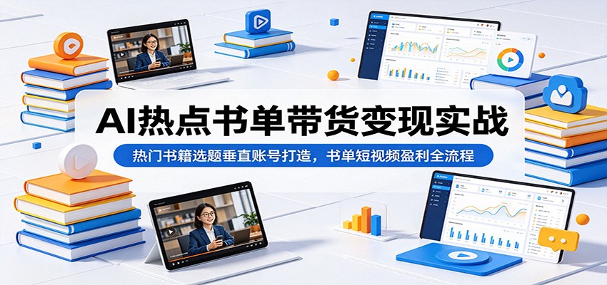 AI热点书单带货变现实战：热门书籍选题垂直账号打造，书单短视频盈利全流程网创吧-网创项目资源站-副业项目-创业项目-搞钱项目网创吧