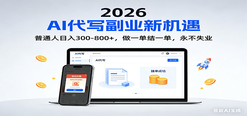 2026 副业首选!AI 代写日入 300-800,普通人0门槛,做一单结一单!网创吧-网创项目资源站-副业项目-创业项目-搞钱项目网创吧