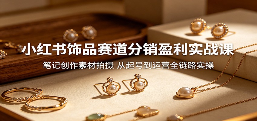 小红书饰品赛道分销盈利实战课：笔记创作素材拍摄，从起号到运营全链路实操网创吧-网创项目资源站-副业项目-创业项目-搞钱项目网创吧