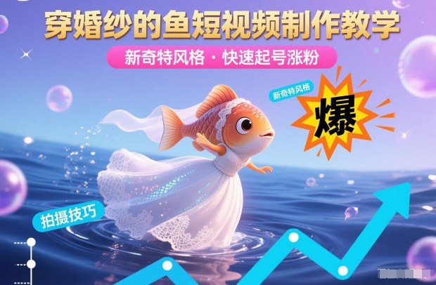 穿婚纱的鱼短视频制作教学,新奇特风格,快速起号涨粉网创吧-网创项目资源站-副业项目-创业项目-搞钱项目网创吧