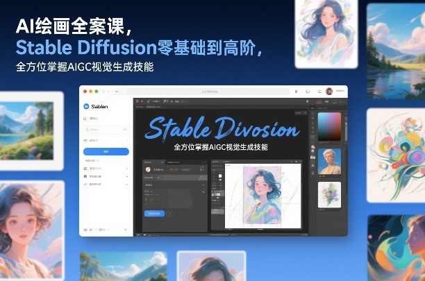 AI绘画全案课，Stable Diffusion零基础到高阶，全方位掌握AIGC视觉生成技能网创吧-网创项目资源站-副业项目-创业项目-搞钱项目网创吧