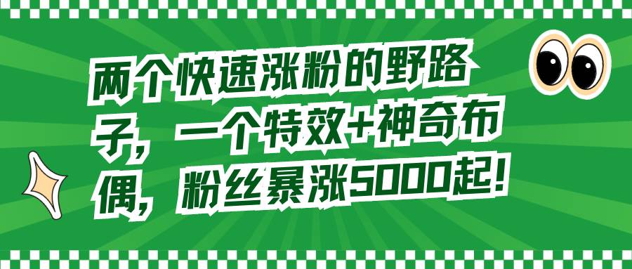 (8606期)两个快速涨粉的野路子,一个特效+神奇布偶,粉丝暴涨5000起!网创吧-网创项目资源站-副业项目-创业项目-搞钱项目网创吧