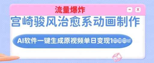 宫崎骏风治愈系动画制作,AI软件一键生成原创视频流量爆炸,单日变现多张,详细实操流程网创吧-网创项目资源站-副业项目-创业项目-搞钱项目网创吧