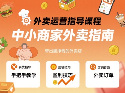 外卖运营指导课程,中小商家外卖指南,手把手带出能挣钱的外卖店网创吧-网创项目资源站-副业项目-创业项目-搞钱项目网创吧