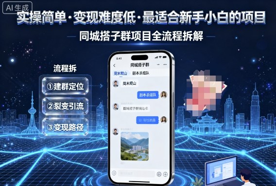 实操简单,变现难度低,最适合新手小白做的项目,每天轻松收入3张,同城搭子群项目全流程拆解网创吧-网创项目资源站-副业项目-创业项目-搞钱项目网创吧