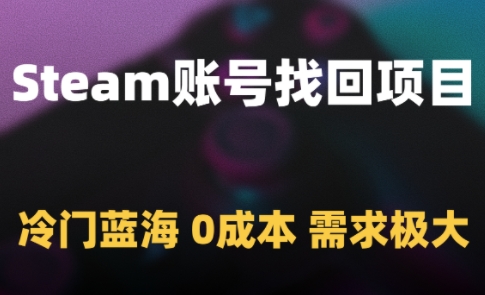 Steam账号找回项目，冷门蓝海，0成本，需求极大网创吧-网创项目资源站-副业项目-创业项目-搞钱项目网创吧