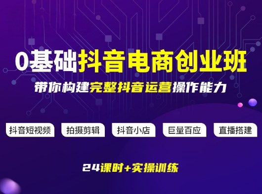 某电商学院0基础抖音电商创业班，带你构建完整抖音运营操作能力网创吧-网创项目资源站-副业项目-创业项目-搞钱项目网创吧
